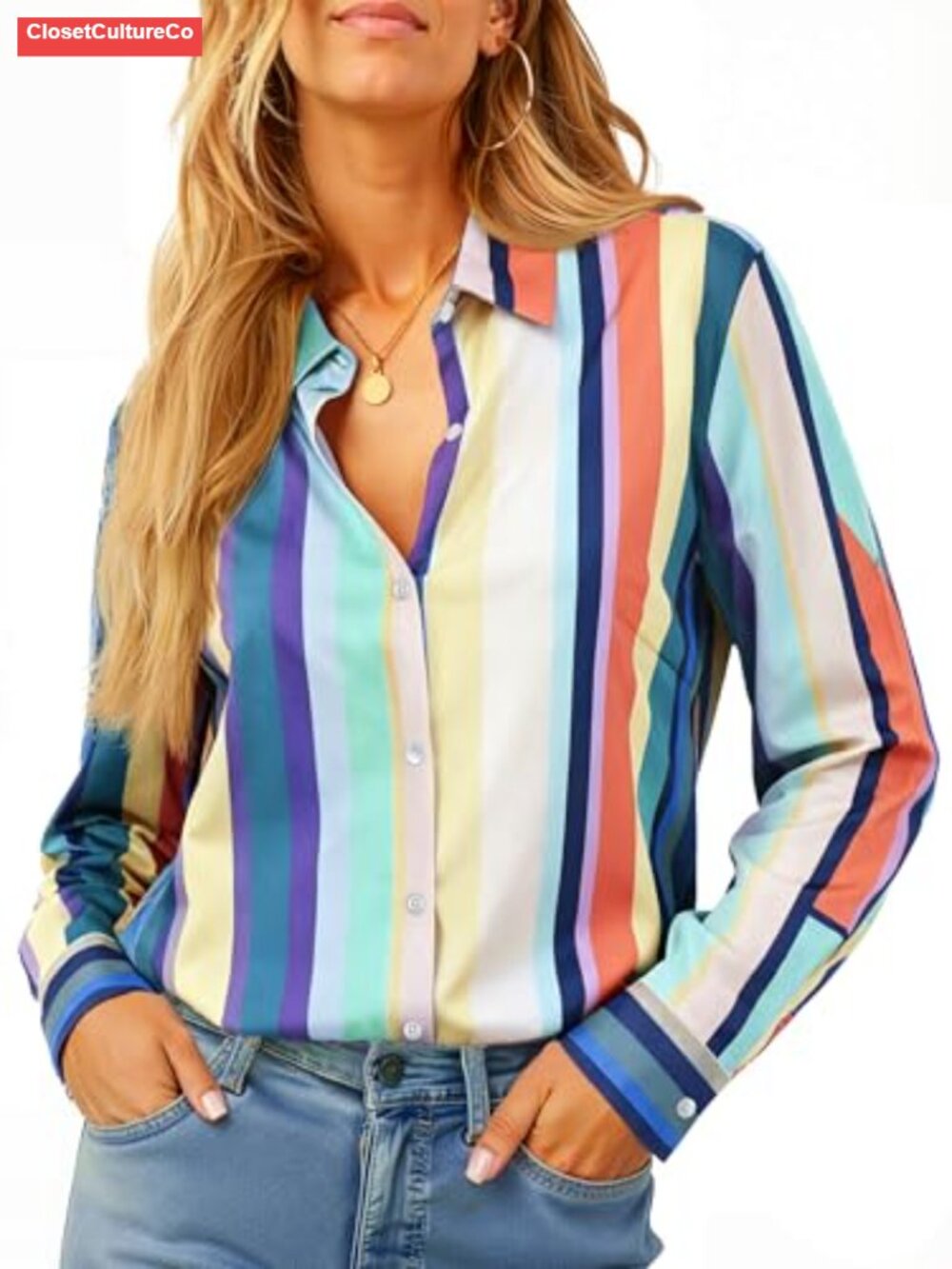 Womens Button Down Shirt Long Sleeve Collared Dress Shirt Office Blouse